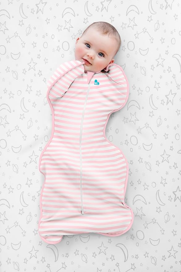 Love to Dream Swaddle UP, 1.0 TOG Baby Sleep Sack, Self-Soothing Swaddles for Newborns, Improves Sleep Secure Fit Helps Calm Startle Reflex, New Born Essentials for Baby Medium 13-19 lbs, Stripe Pink