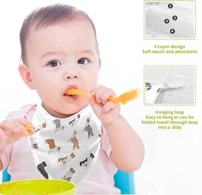 vvfelixl Golden Retriever Dog Baby Burp Cloths Baby Muslin Washcloths for Boys Girls Cotton Baby Face Towel for Newborn Infants Soft and Absorbent 11.8 X 11.8 in, 5 Pack