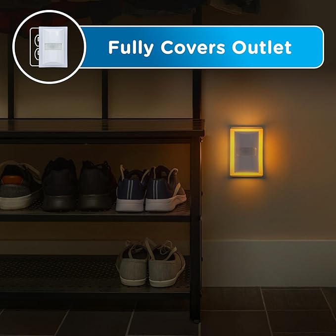 Enbrighten SleepLite LED Night Light Motion Sensor Nightlight Dusk to Dawn Amber Lights Ambient Lighting Room Decor for Bedroom Baby Nursery Bathroom White 2 Pack