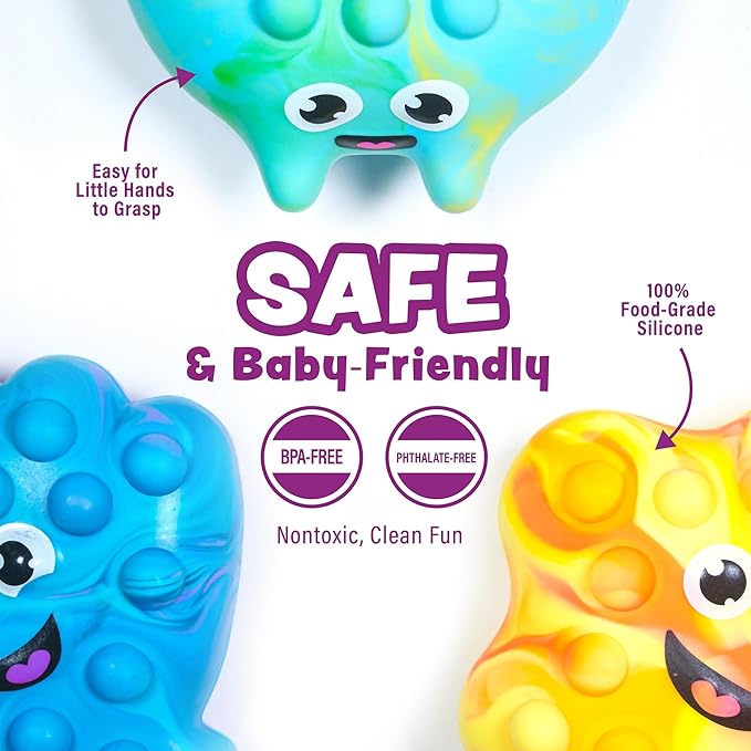 Tub Works® Tub Poppers??Popping Kids & Toddler Bath Toys, 3 Pack | Push, Poke, Squish & Pop it Fidget Toys for The Bathtub | Irresistible Bubbles with Satisfying 'Pops' | Multi Sensory Kids Bath Toys