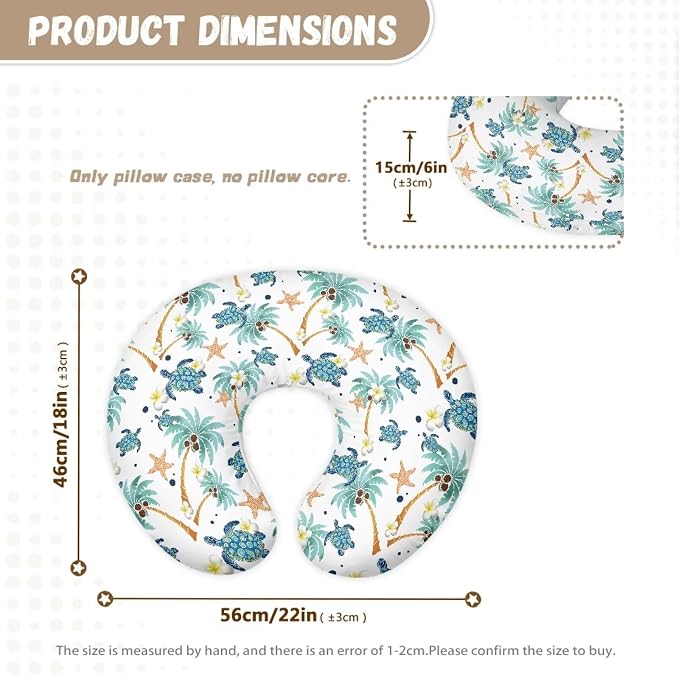 Tropical Turtle Palm Breastfeeding Pillow Slipcover for Baby U-Shaped Breastfeeding Slipcover Infant Newborn Nursery Bottle Pillowcase Baby Essentials