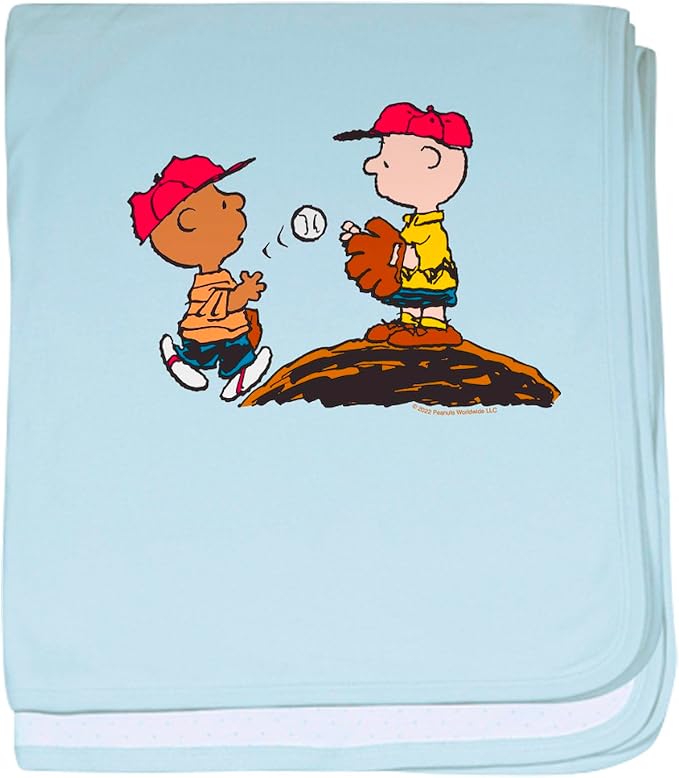 CafePress Peanuts Franklin & Chuck On The Mound Baby Blanket, Super Soft Newborn Swaddle