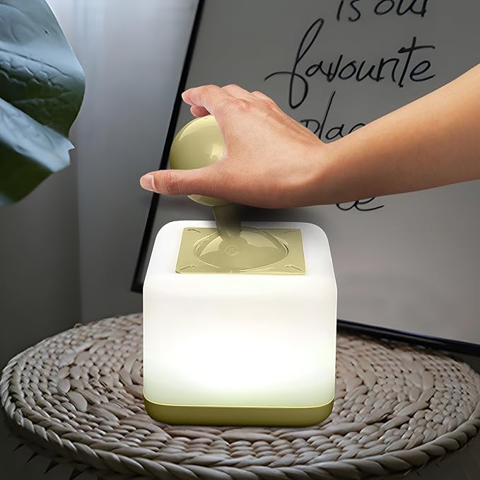 Night Light Lamp Rocker Night Light, 2-Speed Timer Bedside Night Lamp Rechargeable USB Lamp Side Table Light Night Rising Lamp LED Companion Light (Rocker Green)