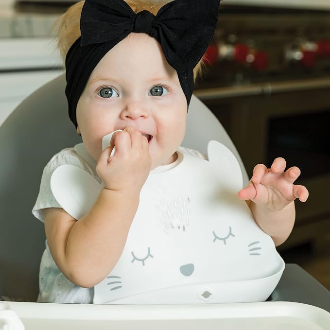Tiny Twinkle Roll-Up Silicone Bib - Soft, Durable, Easy Clean Waterproof Silicone Bibs With Food Catcher