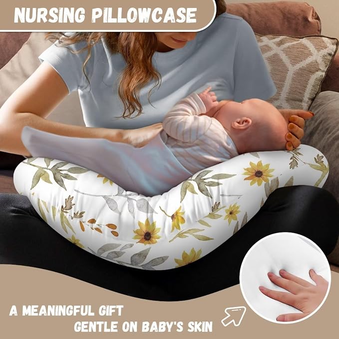 Pillow Cover for Infant Snug,Breathable Nursing Pillow Case with Hidden Zipper,Neutral Breastfeeding Pillow Slipcover,Sunflower