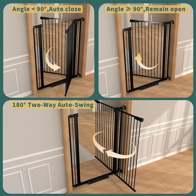 AiWMGL 40.55" Tall, 34.05-45.86 Inch Wide, 1.37" Ultra Narrow Spacing Dog Pet Baby Gate Indoor for Doorway Hallway, Pressure Mounted 35 36 37 38 39 40 41 42 43 44 45 Inches Wide Black