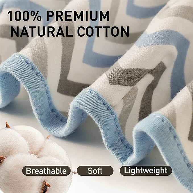 GLLQUEN BABY Swaddles for Newborns Organic Cotton, Soft Baby Boy Swaddles 3-6 Months, Reduce Startle Reflex Womb-Like Sleep Sack Wrap Nursery Swaddling Blankets Blue Elephants