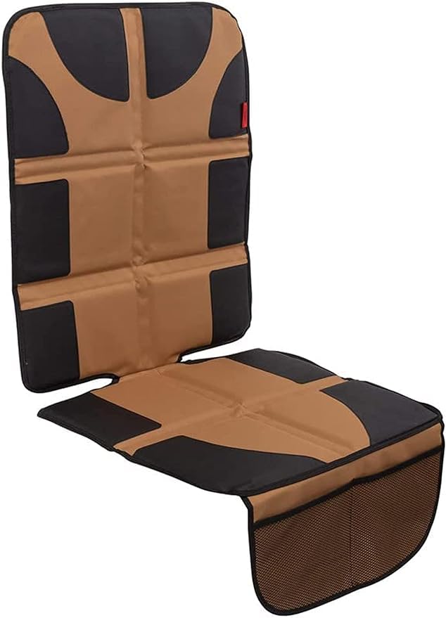 Lusso Gear Car Seat Protector - Waterproof Car Seat Cover - Non-Slip Padding & Mesh Pockets for Baby Travel Gear - Universal SUV & Vehicle Fit - Tan