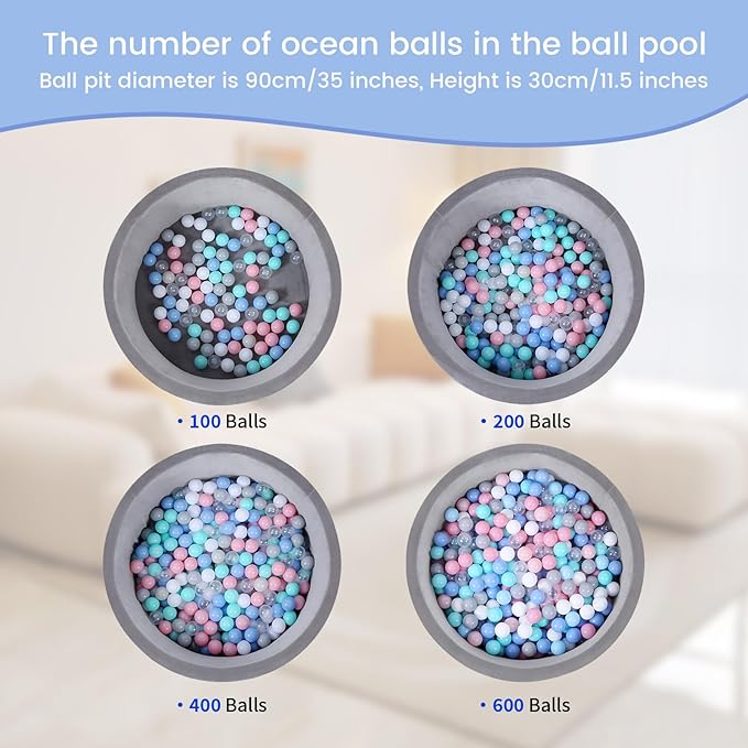 Ball Pit Balls for Toddlers 1-3, 100pcs Crush Proof Plastic Balls for Girls Ball Pit, BPA Free Non-Toxic Play Balls for Baby Pool, Playhouse, Tent, Also for Dogs & Pets, White Blue and Green