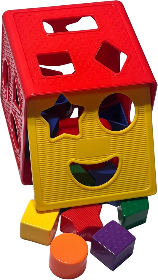 Shape Sorter Toddler Learning Toys - 19 Pcs Classic Kids Toys Blocks for Toddlers 1-3, Color Recognition, Sorting and Matching Activity Cube for Baby Games