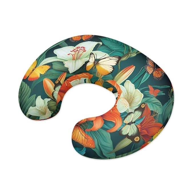 Butterfly Lily Nursing Pillow Cover, Ultra Soft Comfortable Newborn Nursing Pillow Case Breathable Soft Slipcover for Baby Boy Girl