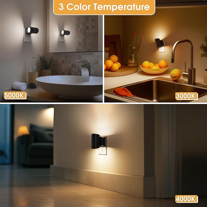 Briignite Night Lights Plug into Wall, 3CCT Modern LED Night Light Plug in, Dusk to Dawn Sensor, 3000K?0K?0K Change Nightlight,Dimmable NightLight for Hallway, Bedroom, Stairway, 2 Pack