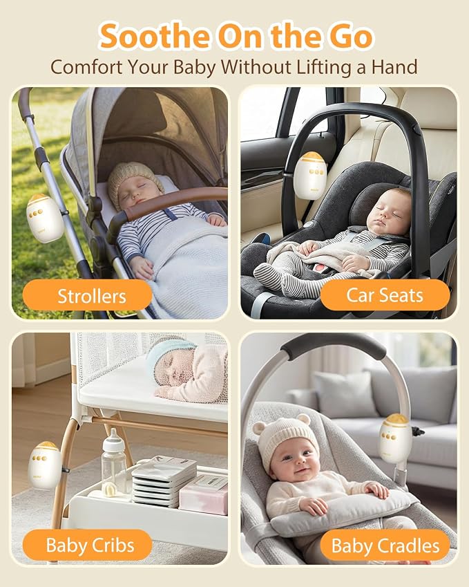 Baby Stroller Rocker with Adjustable Rocking Speed and 11 Soothing White Noise, Hands-Free Rechargeable Sleep Soother Rocker, Portable Accessories for Strollers & Prams, Essential Baby Gear