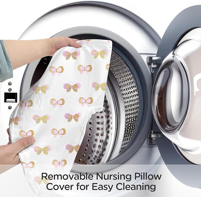 Little Grape Land Nursing Pillow, Breastfeeding Pillows for Mom with Removable Cover and Breathable Filling, Feeding Support Pillow for 0-16 Months, Multifunctional Support Cushion, Butterfly