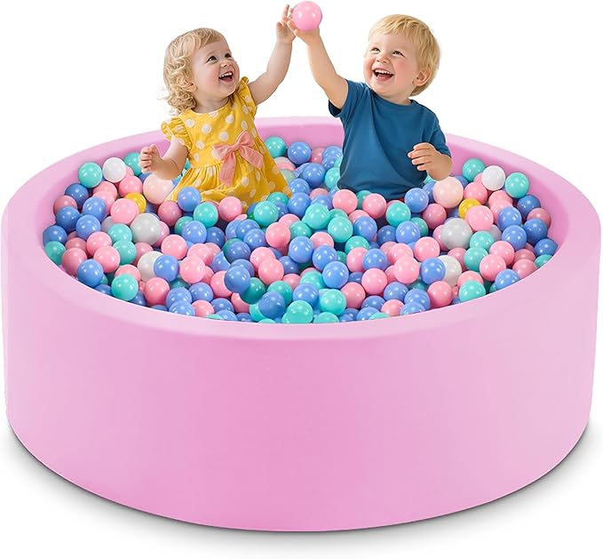 47.2" x 15.7" Foam Ball Pit for Toddlers, Baby Round Balls Pool for Babies 1-3, Kids Play Ball Pits for Boys and Girls, Balls Not Included, Pink