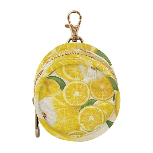 Pacifier Holder with Clip Pacifier Case for Diaper Bag Round Baby Pacifier Pouch Box Bag Portable Yellow Dandelions and Summer Lemon