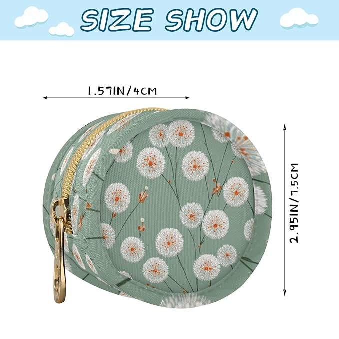 Pacifier Holder with Clip Pacifier Case for Diaper Bag Round Baby Pacifier Pouch Box Bag Portable Sage Green Minimalist Dandelion