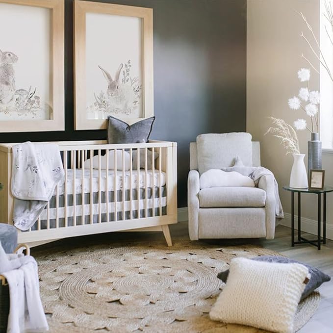 Oilo Baby Blanket, Luxury Soft Plush Chenille Backing & Organic Cotton Jersey Print, Double Layered, 30" x 40", Rolled Jersey Edge Trim, Machine Wash, Perfect for Infant or Toddlers, Cottontail Bunny