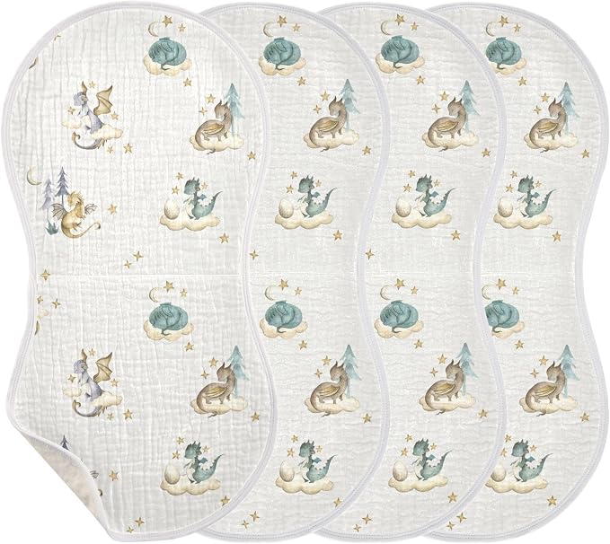 vvfelixl Muslin Burp Cloths Dragon Baby Baby Washcloths for Baby Girl Boys 2 Pack