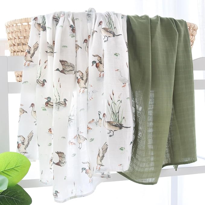 LifeTree Muslin Swaddle Blankets Neutral, Baby Waffle Swaddling Wrap Nursery Blanket for Boys Girls Newborn, 70% Viscose from Bamboo and 30% Cotton