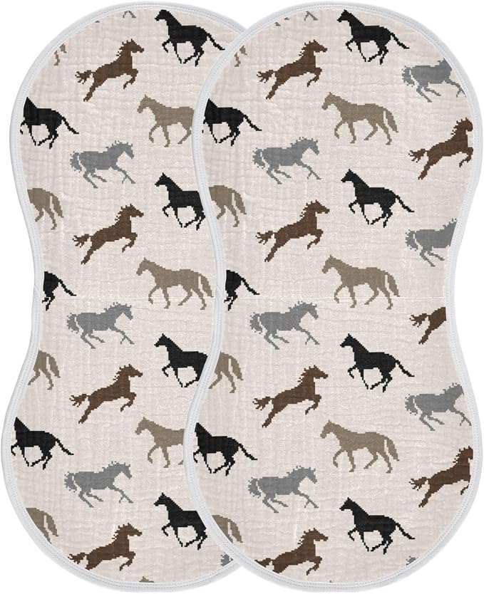 vvfelixl Pixel Horse Burp Cloths for Baby Boy Girls Baby Washcloths Burp Rags 1 Pack
