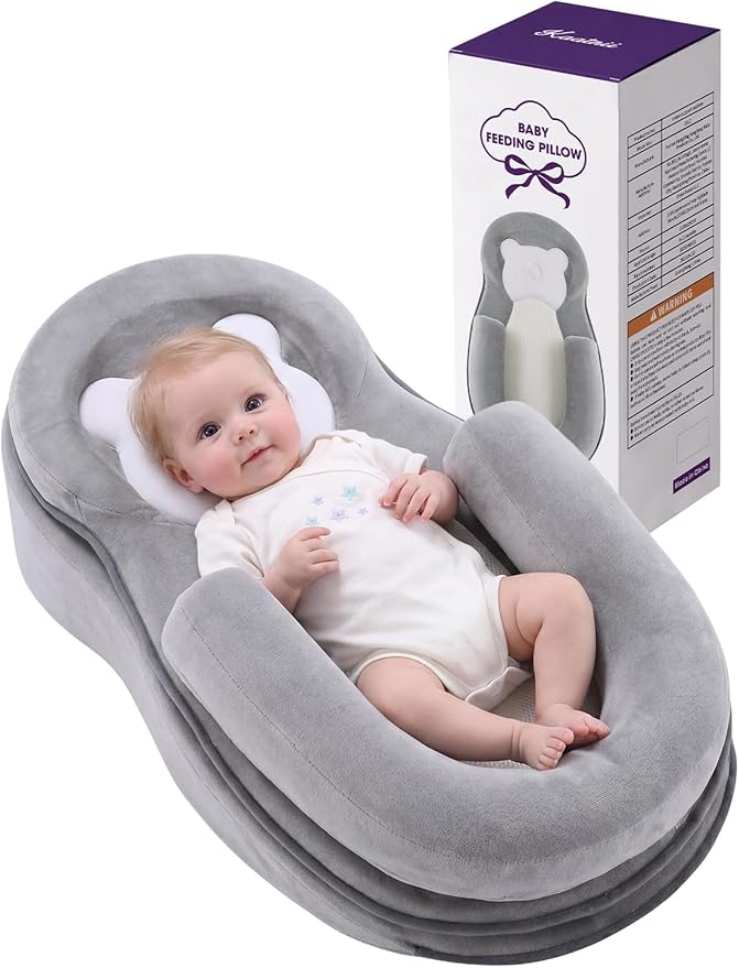 Breastfeeding Pillow, Baby Nursing Pillow with Adjustable Layered Design, Oversized Feeding Pillow for Mom, Ergonomic Support with Breathable 3D Mesh and Stable Comfort