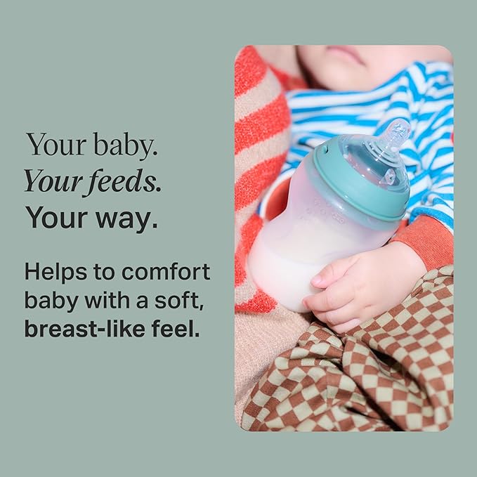 Tommee Tippee Natural Start Anti Colic 9 oz BPA Free Silicone Baby Bottles, 0+ Months, Silicone Feels Like Mother's Skin, Slow Flow Breast-Like Nipple, Clear, Pack of 2