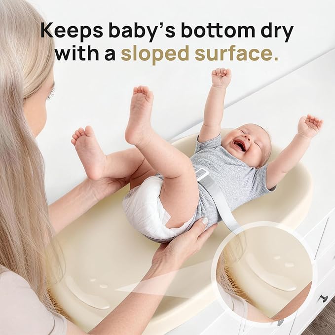 Papablic Baby Changing Pad ??Soft & Wipeable Diaper Changing Table Mat for Dresser Bed Sofa, Built-in Safety Belt, Non-Slip, Waterproof, Easy to Clean ??Ideal Gift for New Parents (Beige)