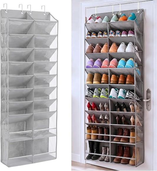 HOMELUX THEORY 10 Tier Hanging Shoe Organizer – Shoe Rack for Closet with Deep Pockets, Shoe Rack for Entryway, Over the Door Shoe Organizer for Closet for Boots & Sneakers (Light Gray)
