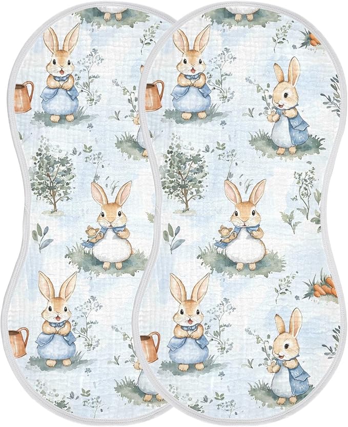 vvfelixl Baby Burp Cloths Peter Bunny Friend Baby Newborn Cotton Burping Cloths Set Babys Washcloths 4 Pack