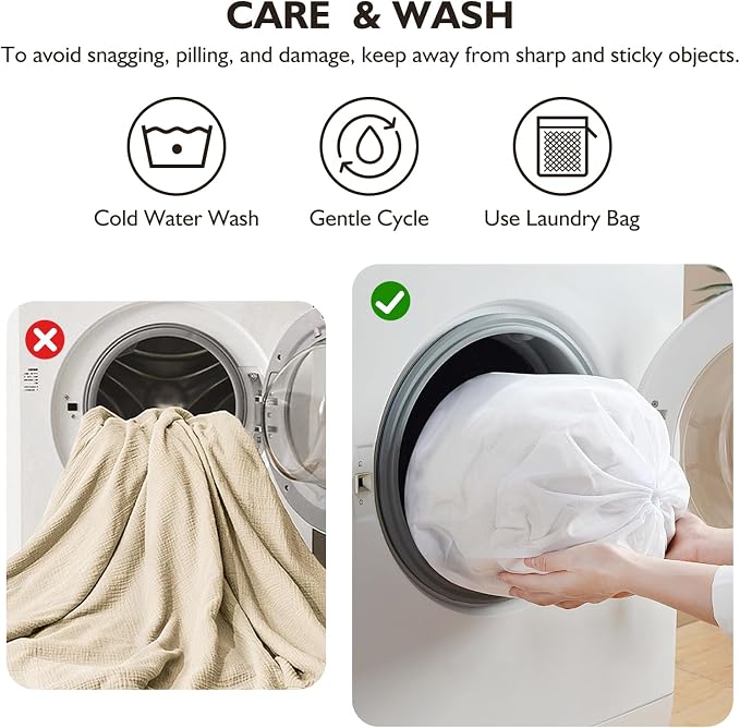 EMME Cotton Throw Blanket Large 4-Layer Gifts for Women 100% Muslin for Couch Breathable Gauze All Season Beige Soft and Lightweight Pre-Washed