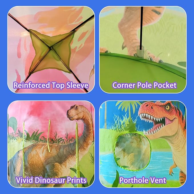Jurassic Dinosaur Play Tent for Kids and Pets Easy-Assembly Dino Playhouse with Breathable Window, Indoor/Outdoor Imaginative Play Tent with Carry Bag, for Ages 3+ Boys, Dogs House Cat House