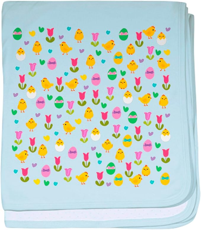 CafePress Easter Chick and Tulips Pattern Baby Blanket, Super Soft Newborn Swaddle
