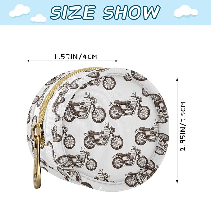 Motorcycle Classic Style Baby Pacifier Holder Case with Clip Portable Pacifier Storage Organizer Round Container Pouch Box Fits Diaper Bag Stroller Purse