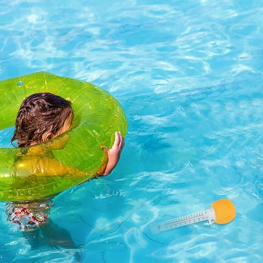 Floating Pool Thermometer Orange with Cartoon Design, Water Temperature Gauge for Bath, Hot Tub and Swimming Pool Use, Easy-Read Floating Bath Thermometer for Newborns