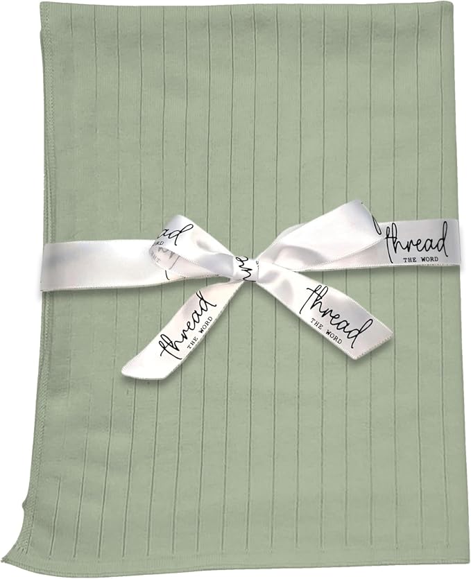 The Ribbed Blanket - 100% Organic Cotton Baby Blanket, American Made, 30x40in - Bassinet, Crib, Stroller - Gift Registry Baby Shower for Newborns and Kids (Sage)