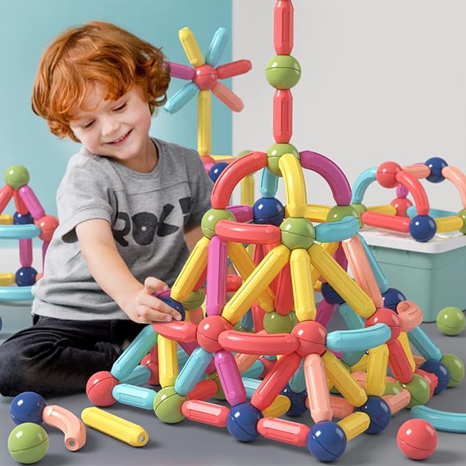 BAKAM Magnetic Building Blocks for Kids Ages 4-8, STEM Construction Toys for Boys and Girls, Large Size Magnetic Sticks and Balls Game Set for Kid’s Early Educational Learning (42PCS)
