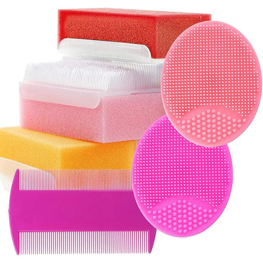 Baby Bath Sponges for Newborns - Baby Cradle Cap Brush - Cradle Cap Comb for Babies (Pack of 6) (Mixed Color A)