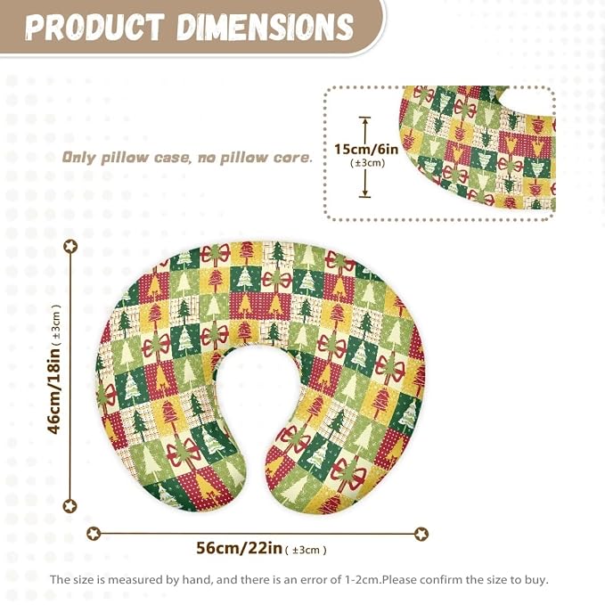 Christmas Tree Feeding Pillow Replacement Cover Soft Skin-Friendly Nursing Pillow Support Cover with Hidden Zipper for Boys & Girls Baby Shower Gift Easter Decor