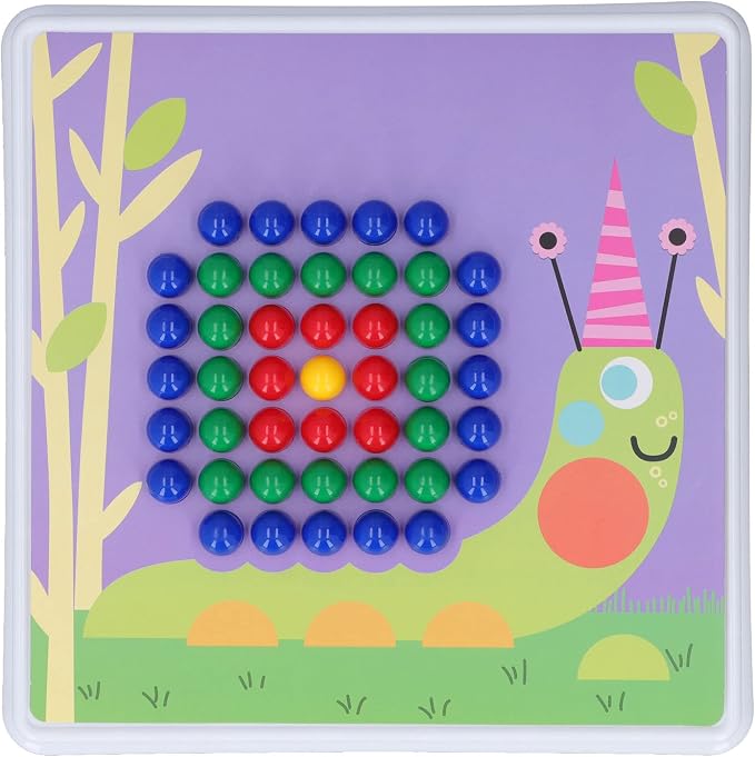 CCYLEZ Mushroom Nail Puzzle Board, Colorful Pegboard Toy Set for Kids Develop Fine Motor Skills Hand Eye Coordination with 240 Pegs 8 Cards Storage Bag Safe Plastic Material