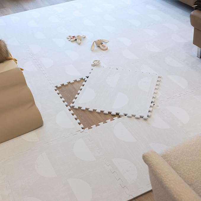 Little Landings Baby Play Mat for Floor - Aura Pearl (4x6ft) - Premium EVA Foam Play Mat for Babies & Toddlers (Ages 0-5+) Non-Toxic Playmat for Tummy Time, Crawling & Playroom - Stylish & Comfortable