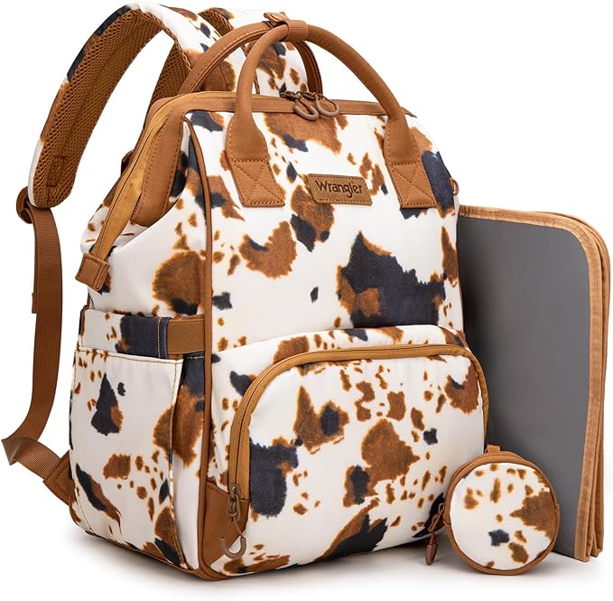 Montana West Wrangler Diaper Bag Backpacks Western Backpack Purses Multi-function Baby Bags for Mom with Waterproof Changing Pad & Pacifier Case