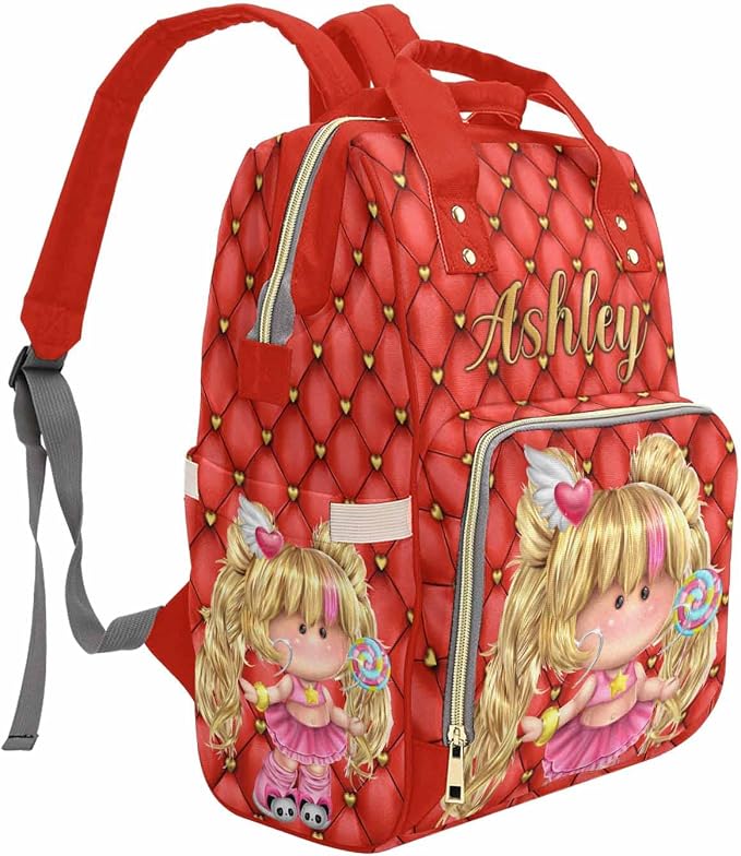M YESCUSTOM Custom Name Mommy Backpack for Mom Personalized Diaper Bag with Large Capacity for Travel Birthday Gift for Women Red