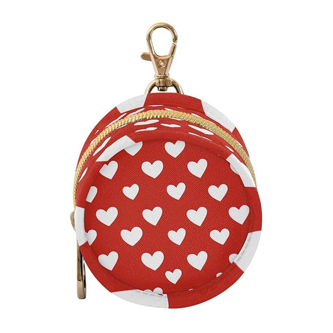 Pacifier Holder with Clip Pacifier Case for Diaper Bag Round Baby Pacifier Pouch Box Bag Portable Red Heart Valentine