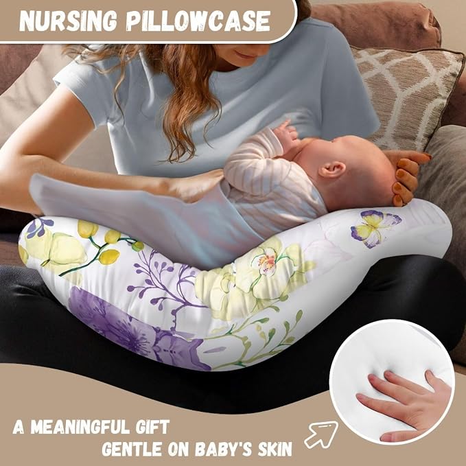 Butterfly Bottlefeeding Pillow Detachable Newborn Original Breastfeeding Slipcover Case and Positioner Removable Head Support Protector Cushion Essential with Hidden Zipper Propping Baby