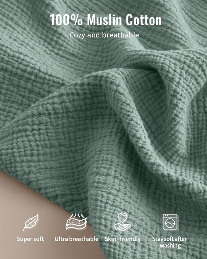 Blissful Diary Muslin Baby Changing Pad with Waterproof Lining Foam, Diaper Changing Table Pad with Cover for Dressers (Roman Green, Avocado)