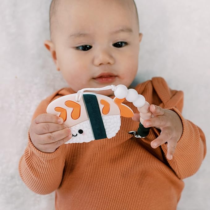 Silicone Teether ??Food-Grade, BPA-Free Teething Relief Toy for Babies ??Safe, Durable & Easy-to-Hold Infant Teether ??Textured Sensory Toy for Soothing Sore Gums - EBI Sushi