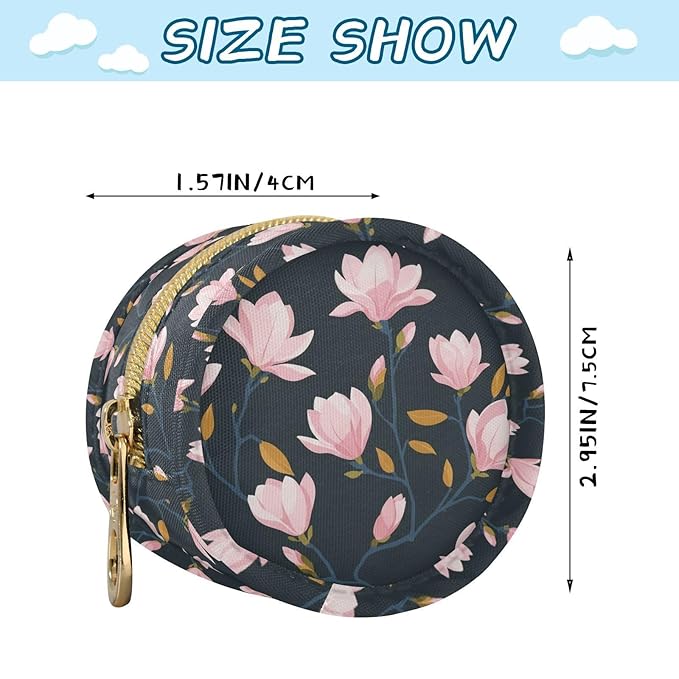 Pink Flowers Leaves Black Print Pacifier Holder Case for Diaper Bag Portable Travel Pacifier Storage Case with Clip Newborn Baby Pouch for Outdoor Purse Baby Boys Girls