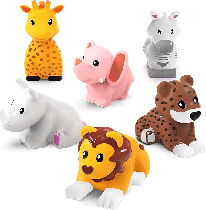 Tub Works® Savanna??Mold Free Bath Toys, 6 Pack | Sealed, No Hole Bath Toys Design Keeps Moisture Out | Soft, Squeezable & Float on Water | Easy-Grip Baby & Toddler Bathtub Toys | Great Baby Pool Toys