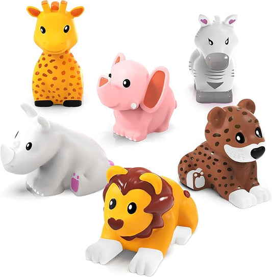 Tub Works® Savanna??Mold Free Bath Toys, 6 Pack | Sealed, No Hole Bath Toys Design Keeps Moisture Out | Soft, Squeezable & Float on Water | Easy-Grip Baby & Toddler Bathtub Toys | Great Baby Pool Toys